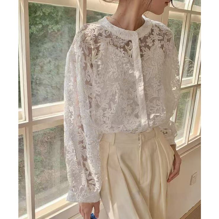 フラワーレース シアーカーディガン＆キャミソールセット | aimoha  | 詳細画像1 