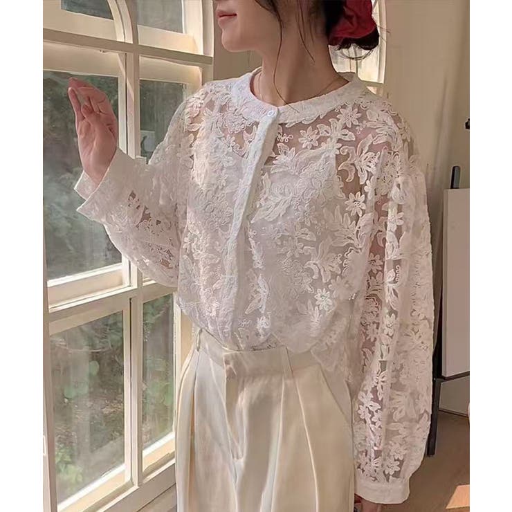 フラワーレース シアーカーディガン＆キャミソールセット | aimoha  | 詳細画像2 