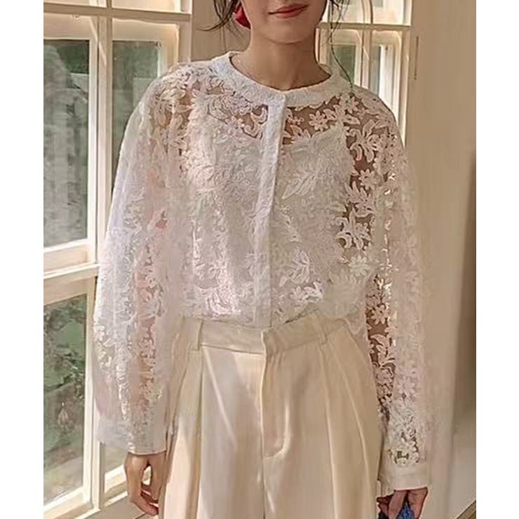 フラワーレース シアーカーディガン＆キャミソールセット | aimoha  | 詳細画像4 