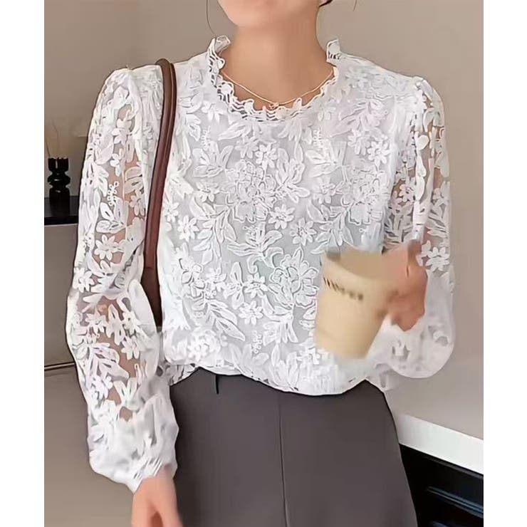 フラワーレース シアーフリルブラウス | aimoha  | 詳細画像6 