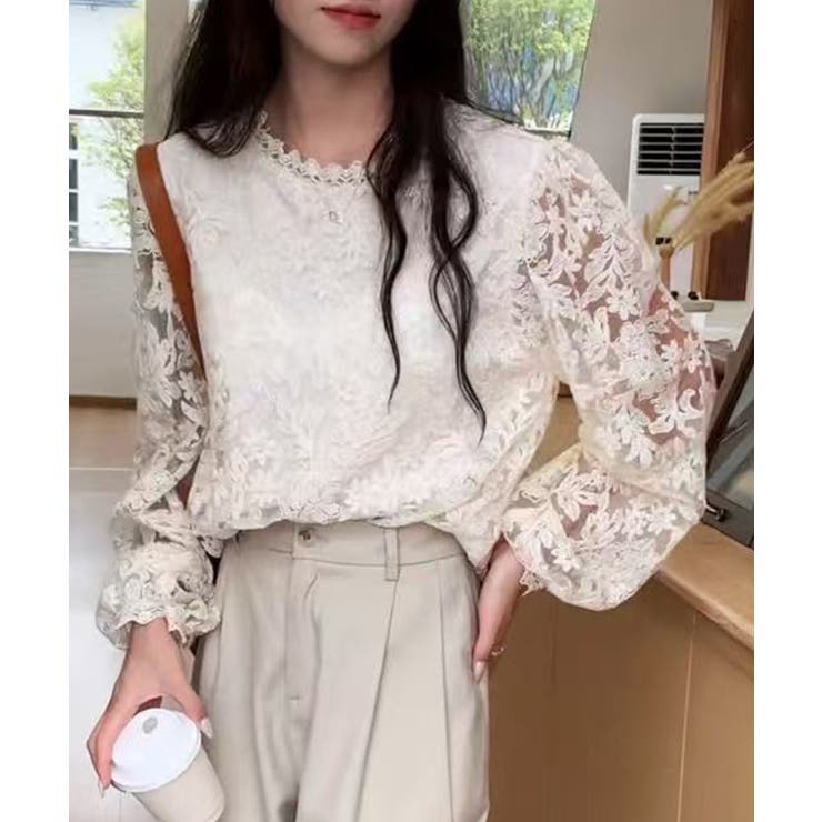 フラワーレース シアーフリルブラウス | aimoha  | 詳細画像2 