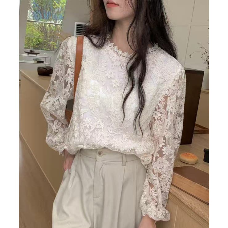 フラワーレース シアーフリルブラウス | aimoha  | 詳細画像3 