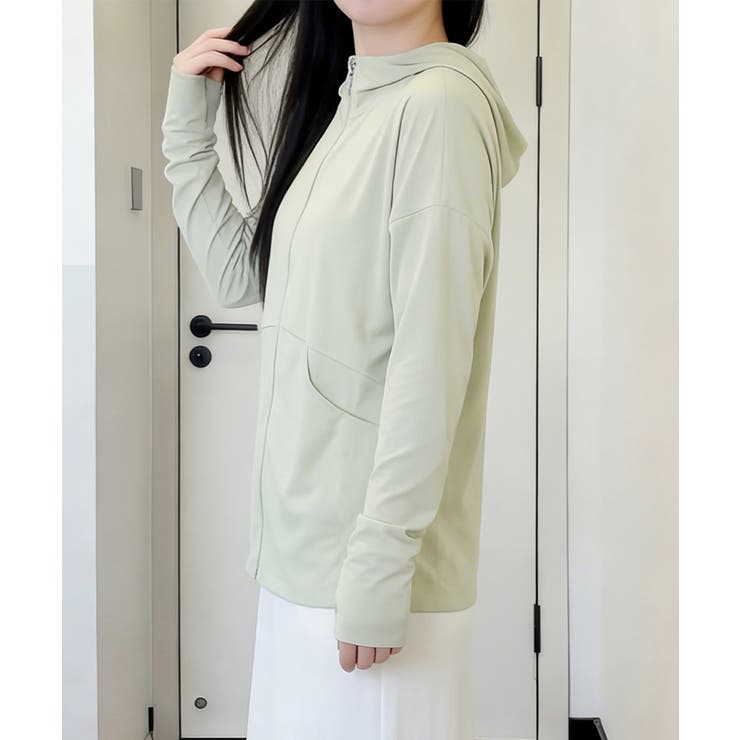 UVカット 軽量 指穴付き フード付き ジップパーカー | aimoha  | 詳細画像4 