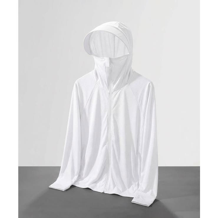 ホワイト | UVカット フェイスカバー付き フード付きラッシュガード | aimoha 