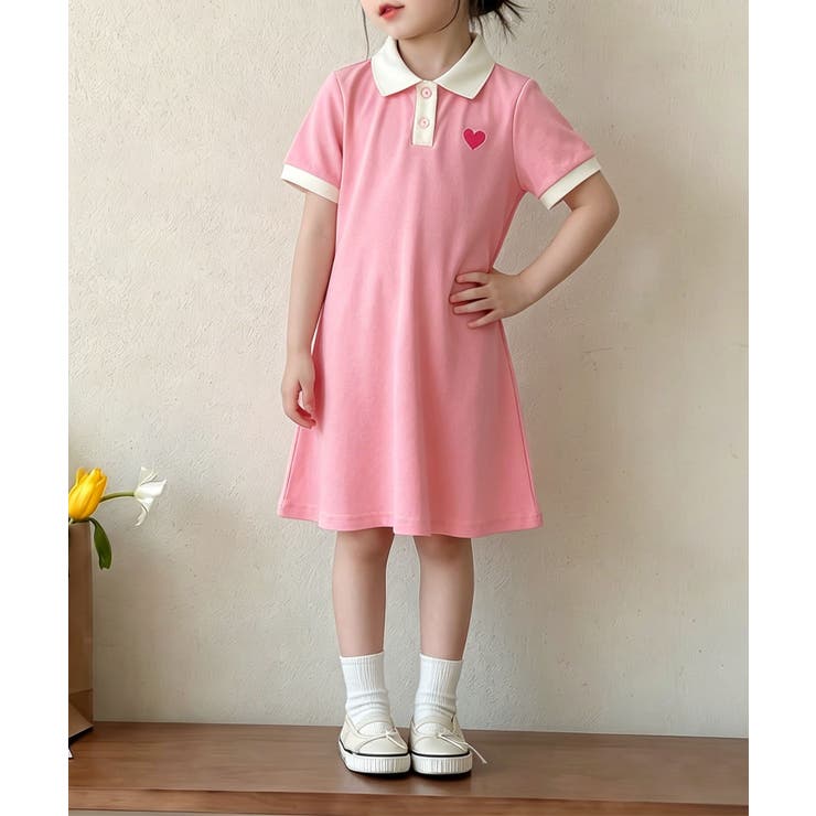【aimoha-KIDS-】配色カラー半袖ワンピース | aimoha kids | 詳細画像2 