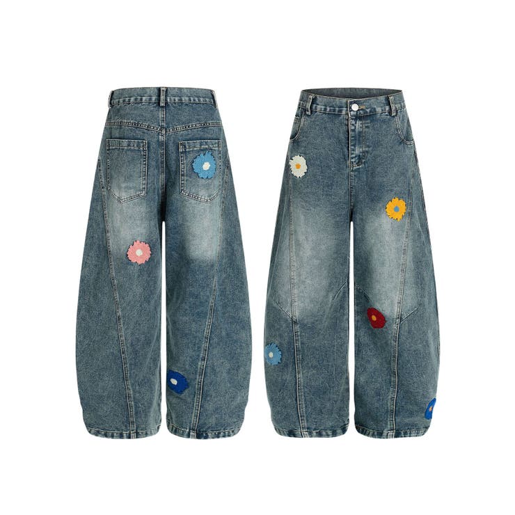 コクーン フラワーモチーフ デニムパンツ | HOOK | 詳細画像4 