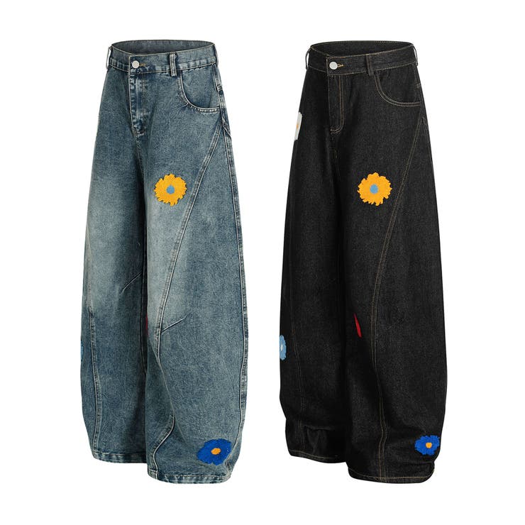 コクーン フラワーモチーフ デニムパンツ | HOOK | 詳細画像3 