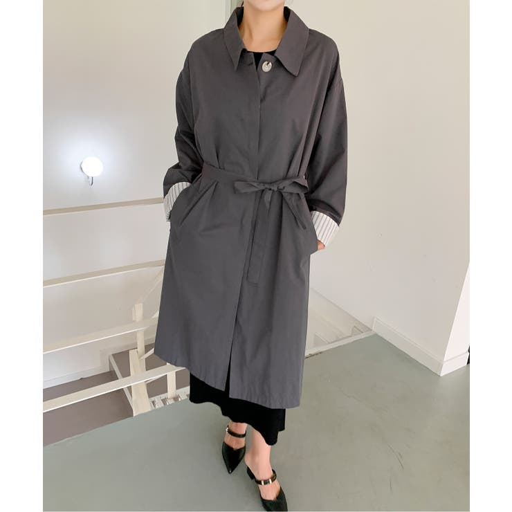 【BANICO】袖ストライプ ロングシャツコート | aimoha  | 詳細画像9 