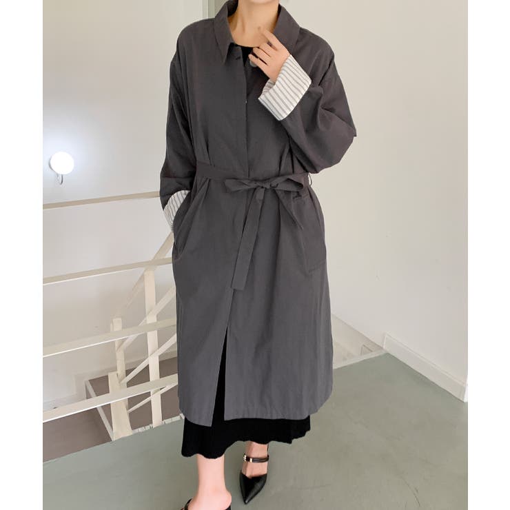 【BANICO】袖ストライプ ロングシャツコート | aimoha  | 詳細画像16 