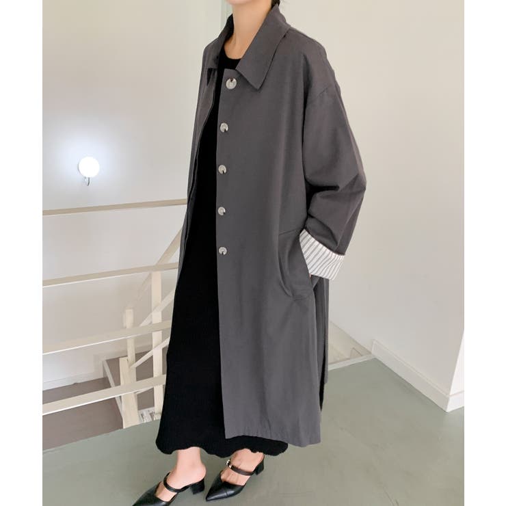 【BANICO】袖ストライプ ロングシャツコート | aimoha  | 詳細画像15 