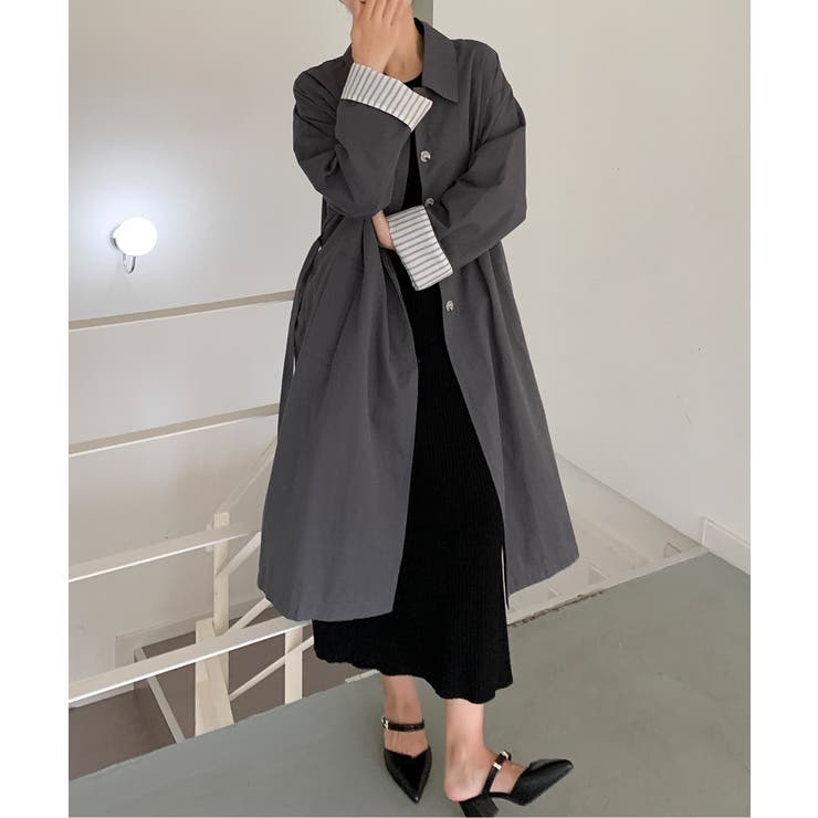 【BANICO】袖ストライプ ロングシャツコート | aimoha  | 詳細画像10 