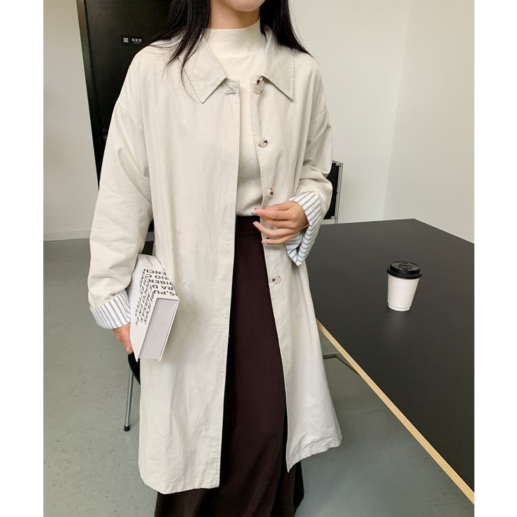 【BANICO】袖ストライプ ロングシャツコート | aimoha  | 詳細画像4 