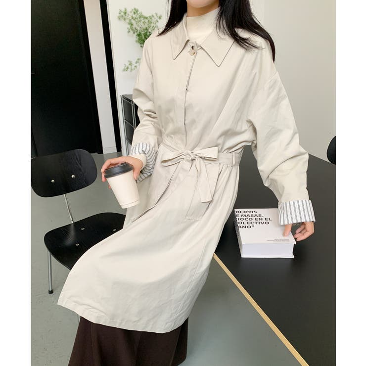 【BANICO】袖ストライプ ロングシャツコート | aimoha  | 詳細画像3 