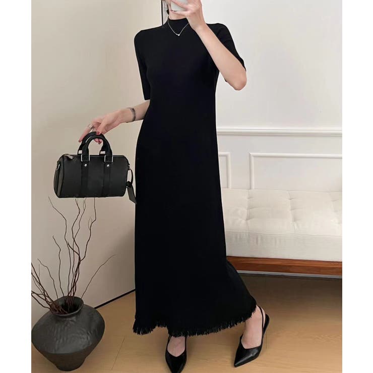 【BANICO】5分袖 ニット マキシワンピース | aimoha  | 詳細画像1 