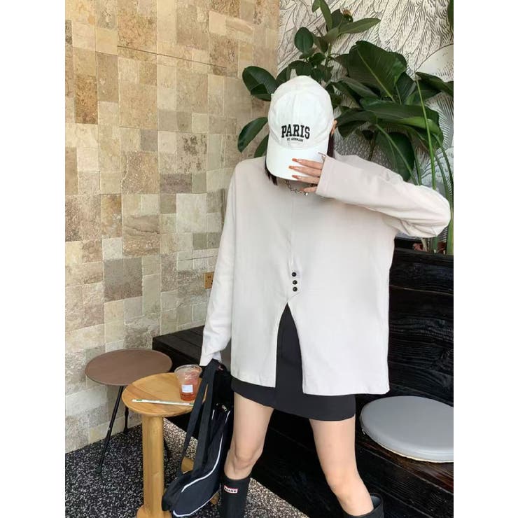 フロントスリットデザインTシャツ ロンT カットソー | aimoha  | 詳細画像7 