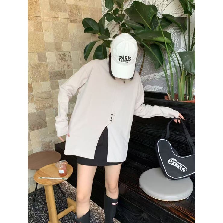 フロントスリットデザインTシャツ ロンT カットソー | aimoha  | 詳細画像8 