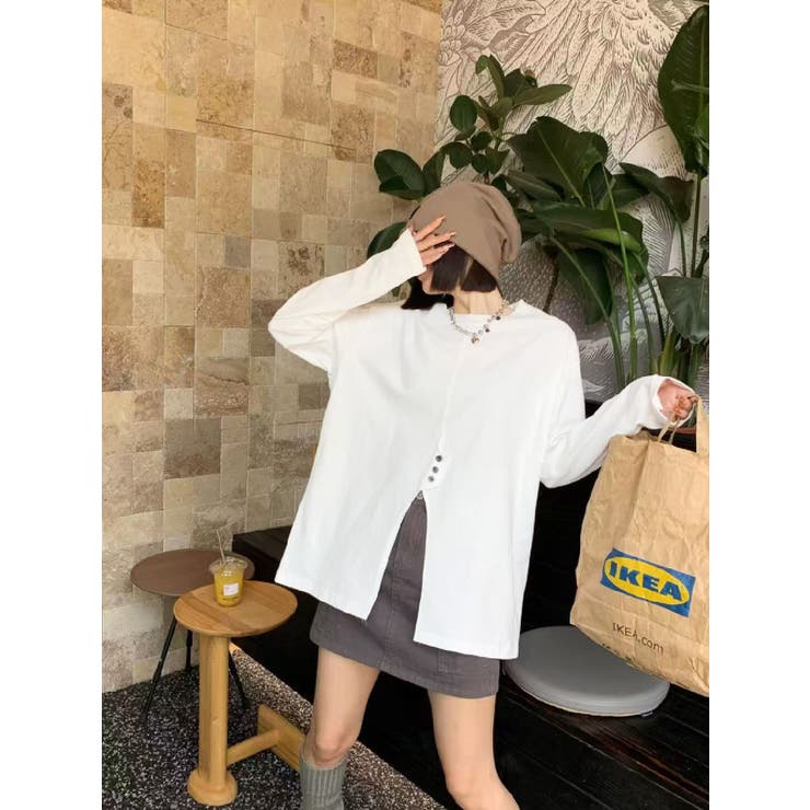 フロントスリットデザインTシャツ ロンT カットソー | aimoha  | 詳細画像9 
