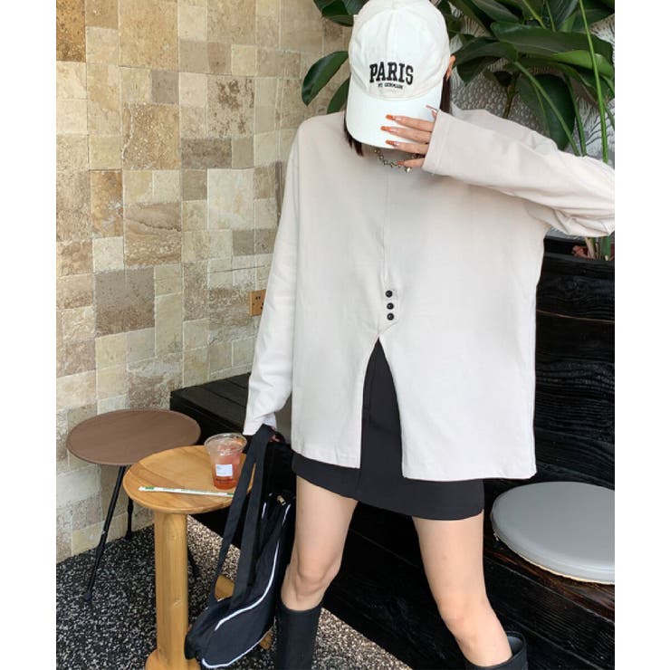 フロントスリットデザインTシャツ ロンT カットソー | aimoha  | 詳細画像4 