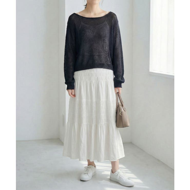 ブラック | シアーリラックス ニットプルオーバー | aimoha 