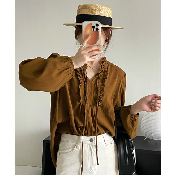 韓国風ピンタックブラウス ブラウス 長袖 | aimoha  | 詳細画像1 