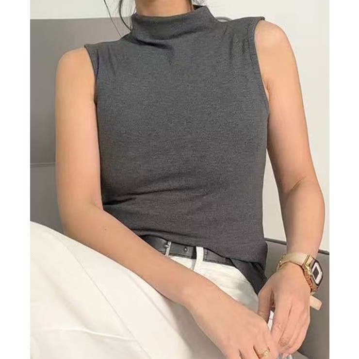 ダークグレー | ハイネックフィットノースリーブ | aimoha 