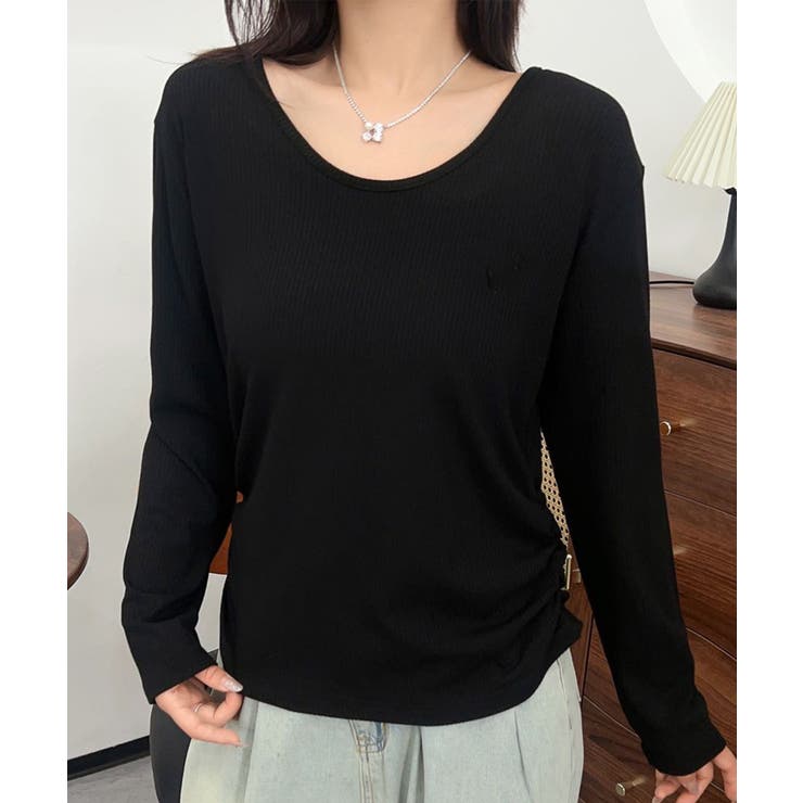 aimoha - select -/サイドシャーリングリブトップス | aimoha  | 詳細画像1 