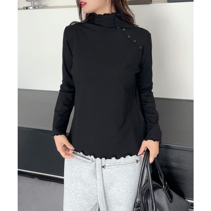 aimoha   select  ショルダーボタンリブメロウハイネックトップス | aimoha  | 詳細画像1 