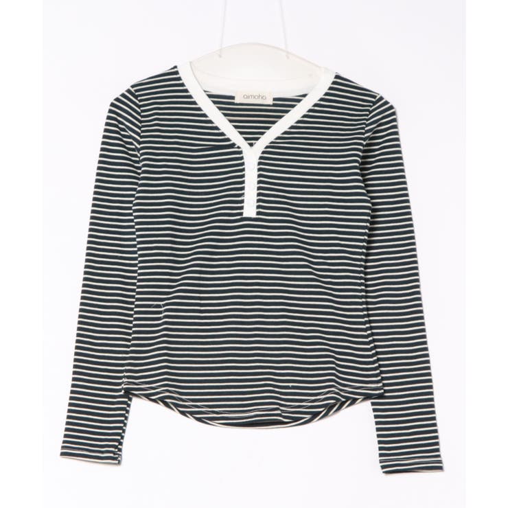 Vネックヘンリーボーダートップス | aimoha  | 詳細画像6 