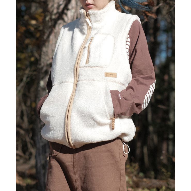 ホワイト | 【smore】S'more boa vest | aimoha 