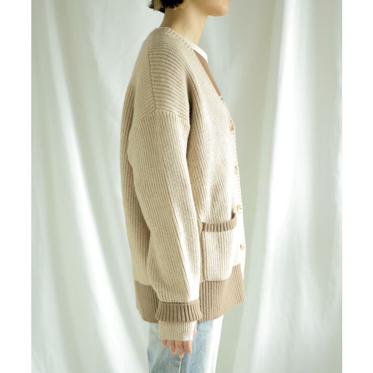 【smore】Bicolor knit cardigan | aimoha  | 詳細画像11 