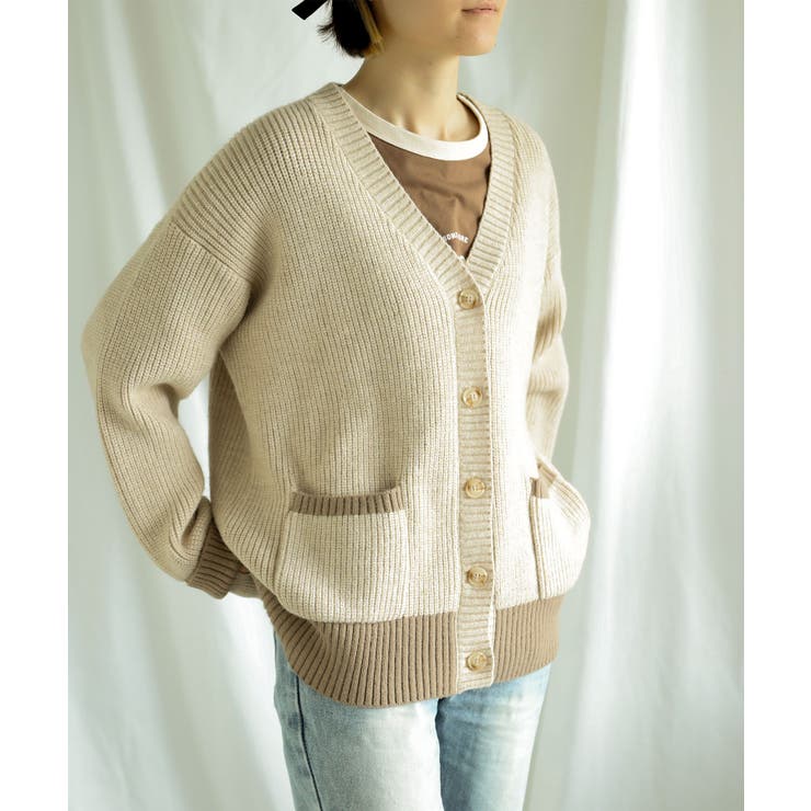 【smore】Bicolor knit cardigan | aimoha  | 詳細画像12 