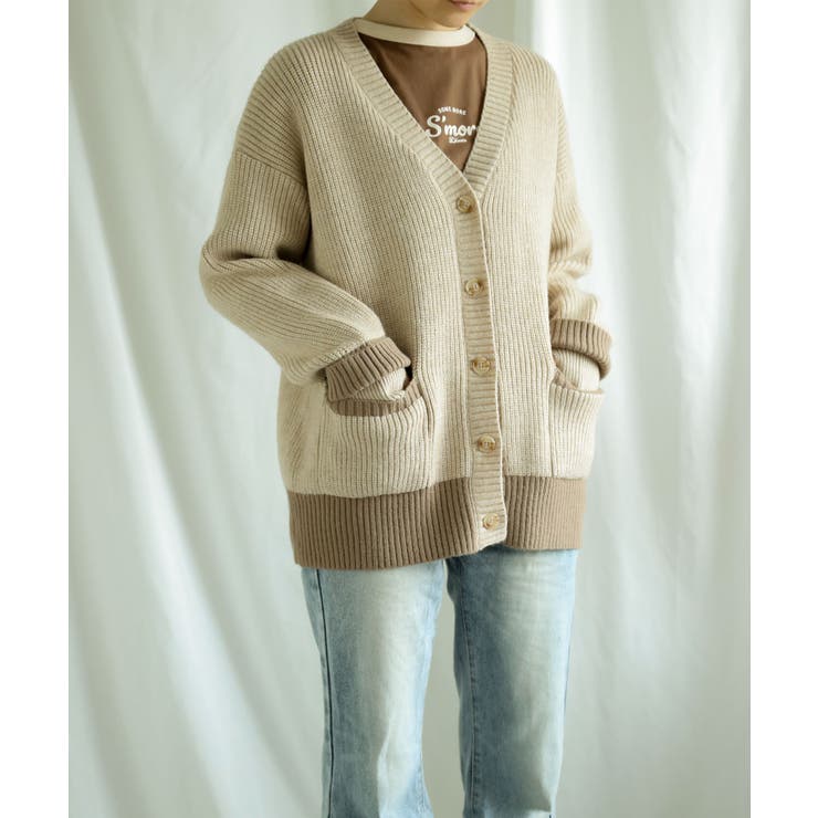 【smore】Bicolor knit cardigan | aimoha  | 詳細画像17 