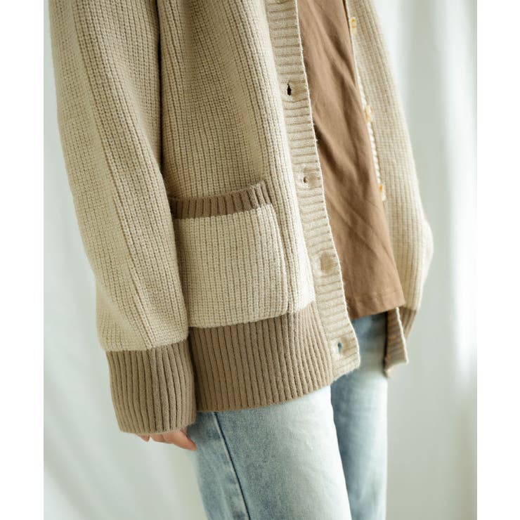 【smore】Bicolor knit cardigan | aimoha  | 詳細画像19 