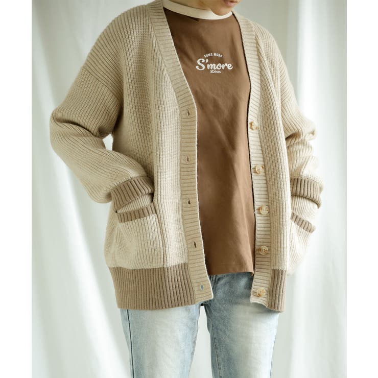 【smore】Bicolor knit cardigan | aimoha  | 詳細画像20 
