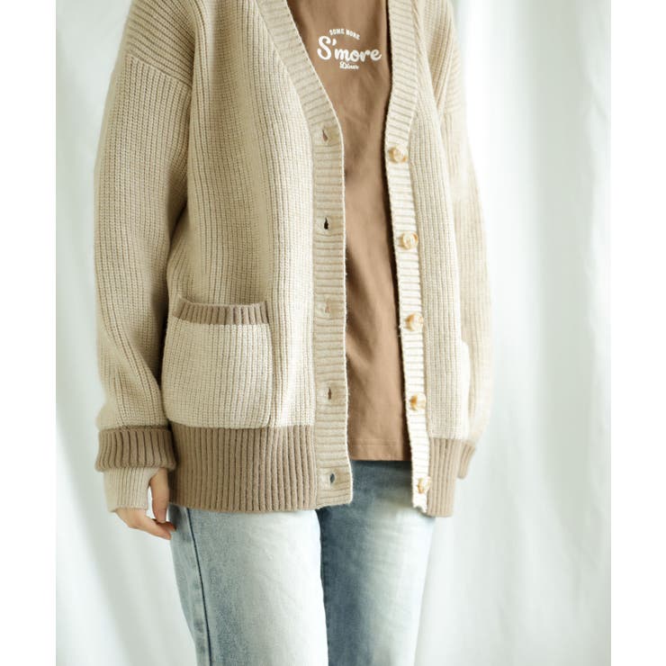 【smore】Bicolor knit cardigan | aimoha  | 詳細画像21 