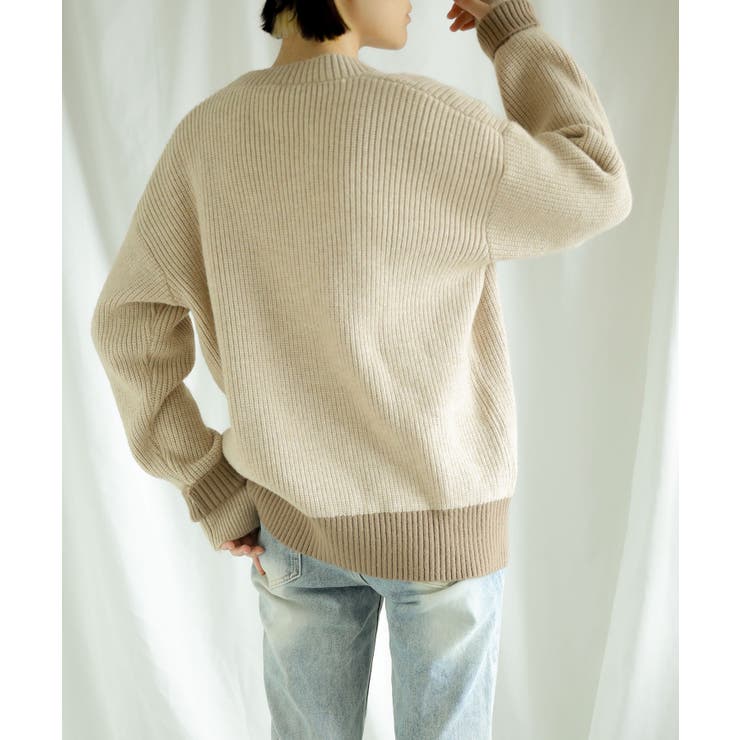 【smore】Bicolor knit cardigan | aimoha  | 詳細画像23 