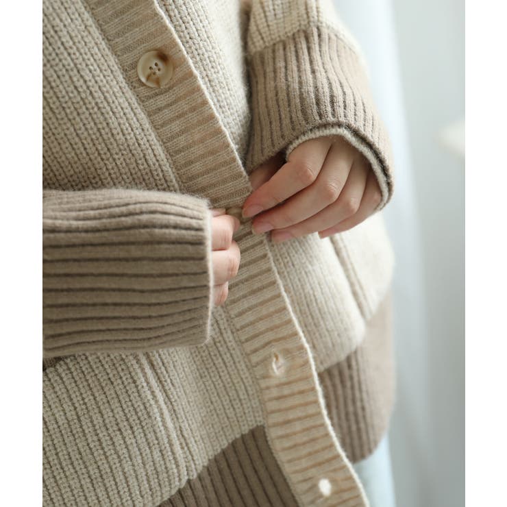 【smore】Bicolor knit cardigan | aimoha  | 詳細画像24 