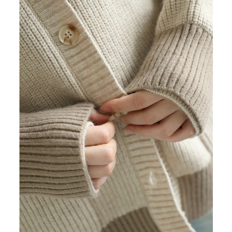 【smore】Bicolor knit cardigan | aimoha  | 詳細画像26 