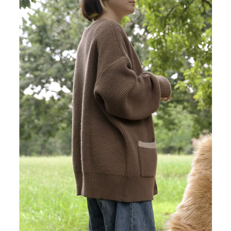 【smore】Bicolor knit cardigan | aimoha  | 詳細画像33 