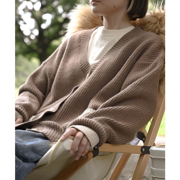 【smore】Bicolor knit cardigan | aimoha  | 詳細画像36 