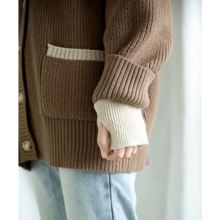 【smore】Bicolor knit cardigan | aimoha  | 詳細画像5 