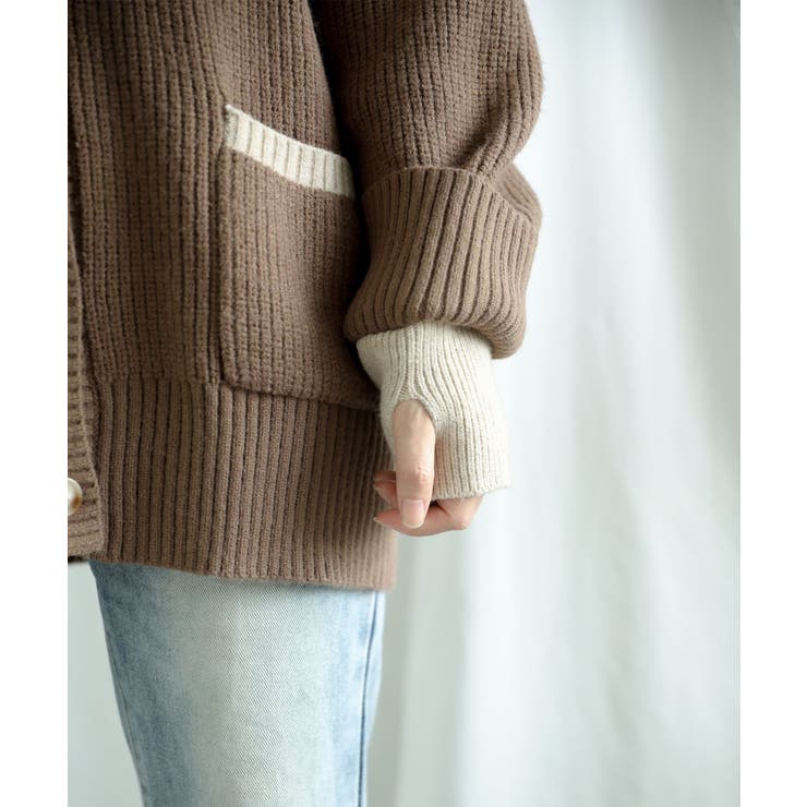 【smore】Bicolor knit cardigan | aimoha  | 詳細画像6 