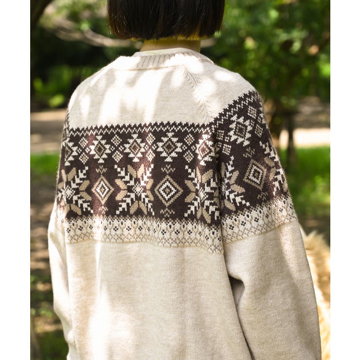 ベージュ | 【smore】S'more nordic sweater【AW】 | aimoha 