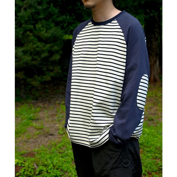 ネイビー | 【smore】Raglan sleeve border L/S T-shirt | aimoha men