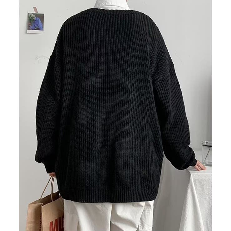 オーバーサイズ ストレッチワッフルリバーシブルニット オーバーサイズ | aimoha men | 詳細画像4 