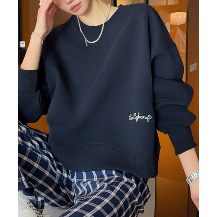 ネイビー | シンプルロゴデザインスウェット | aimoha 