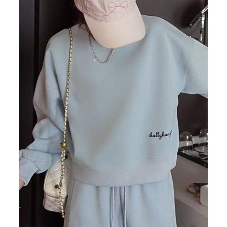 ブルー | シンプルロゴデザインスウェット | aimoha 