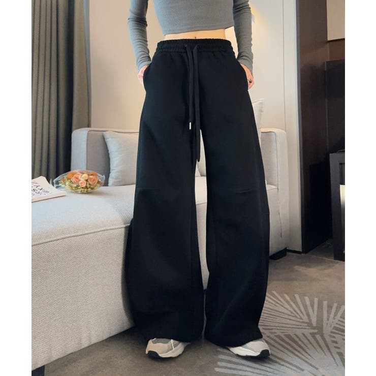 ブラック | ワイドカーブパンツ | aimoha 