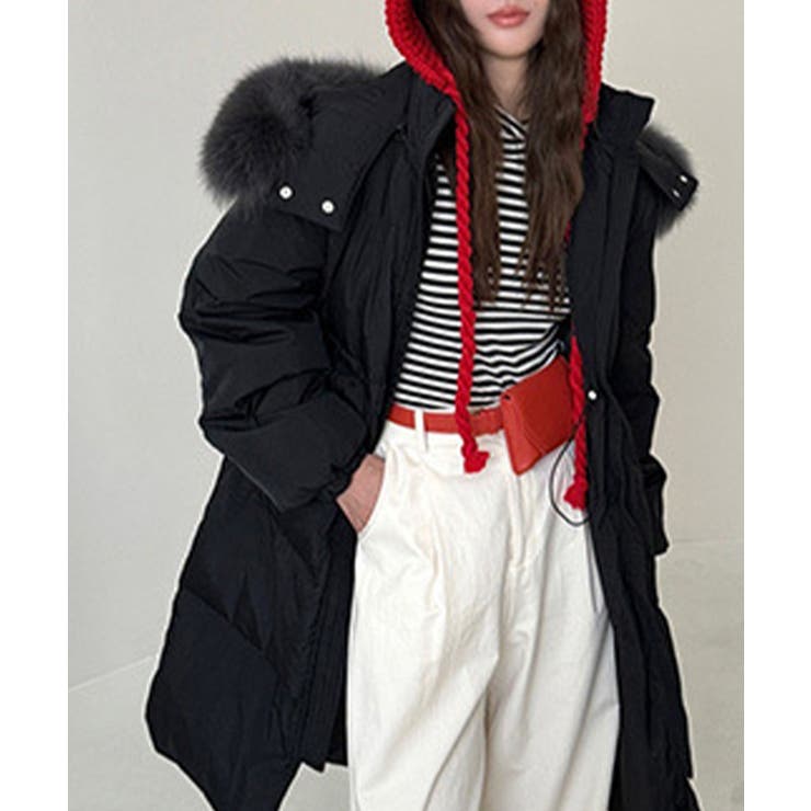 ふわふわフォックスファーフードロングダウン | aimoha  | 詳細画像1 