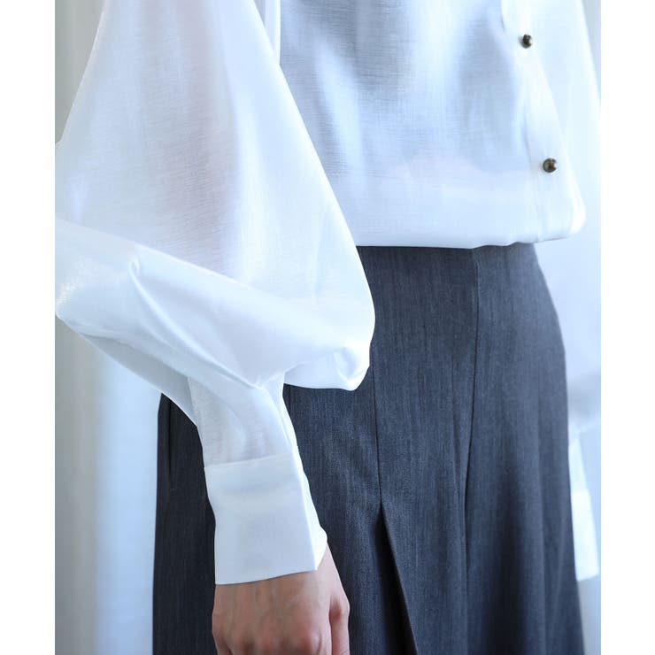 オリジナル光沢感バンドカラーブラウス | aimoha  | 詳細画像37 